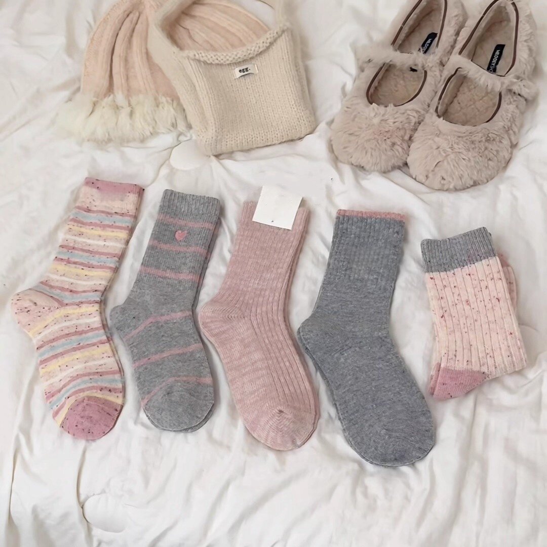 儿童袜子春秋款中筒袜女童冬款韩版粉灰色系条纹爱心加厚棉袜子,童装/婴儿装/亲子装,儿童袜子(0-16岁),淘宝优惠券,粉丝福利购,淘宝优惠卷