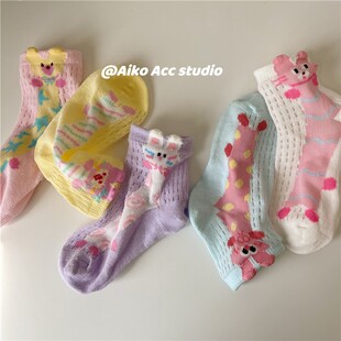 女童袜子春夏薄款宝宝卡通可爱短袜儿童韩版夏季网眼透气无骨棉袜