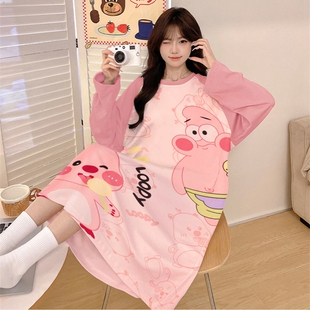 纯棉睡衣女冬季睡裙loopy露比2025新款连衣裙初中生可外穿家居服