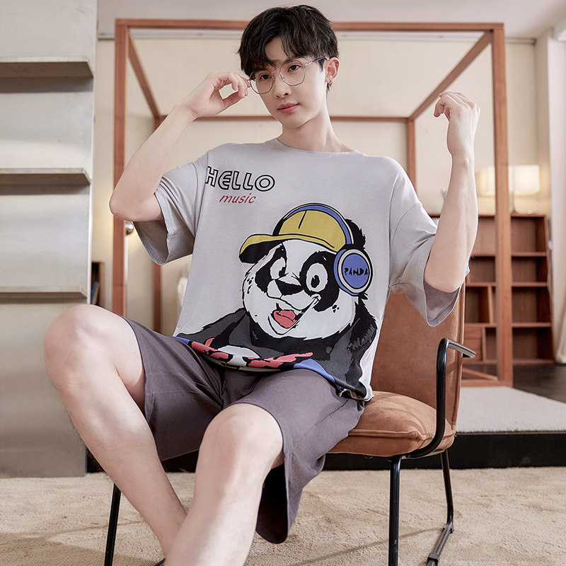 莫代尔男士睡衣夏季2024新款夏天男款短袖短裤宽松冰丝家居服套装