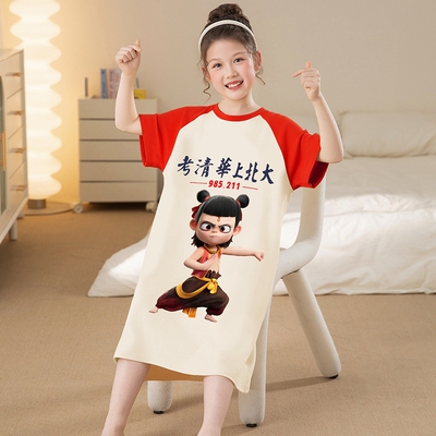 女童睡裙夏款2025新款纯棉连衣裙
