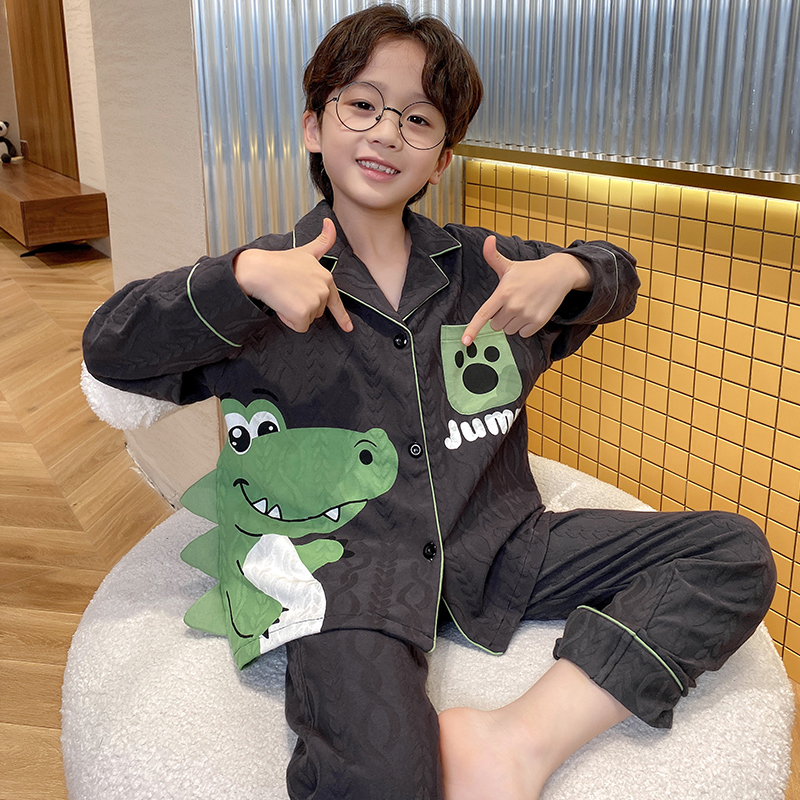 儿童睡衣纯棉长袖春夏季薄款男孩
