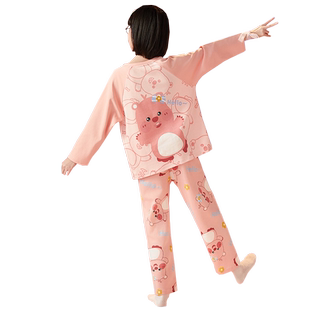 loopy睡衣女童长袖长裤露比纯棉家居服宝宝秋季套装儿童秋装女孩