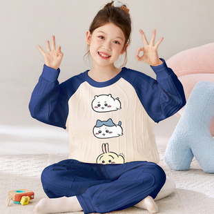 儿童睡衣乌萨奇秋季纯棉长袖初中生女童中大童家居服吉伊卡哇小八