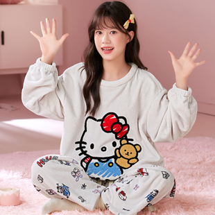 睡衣初中生女孩HelloKitty2025超火冬装一整套儿童家居服女童衣服