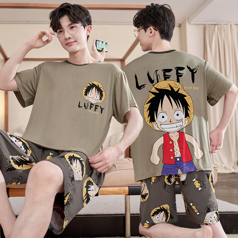 男士睡衣莫代尔家居服男2024新款空调服夏季冰丝短袖短裤套装男款