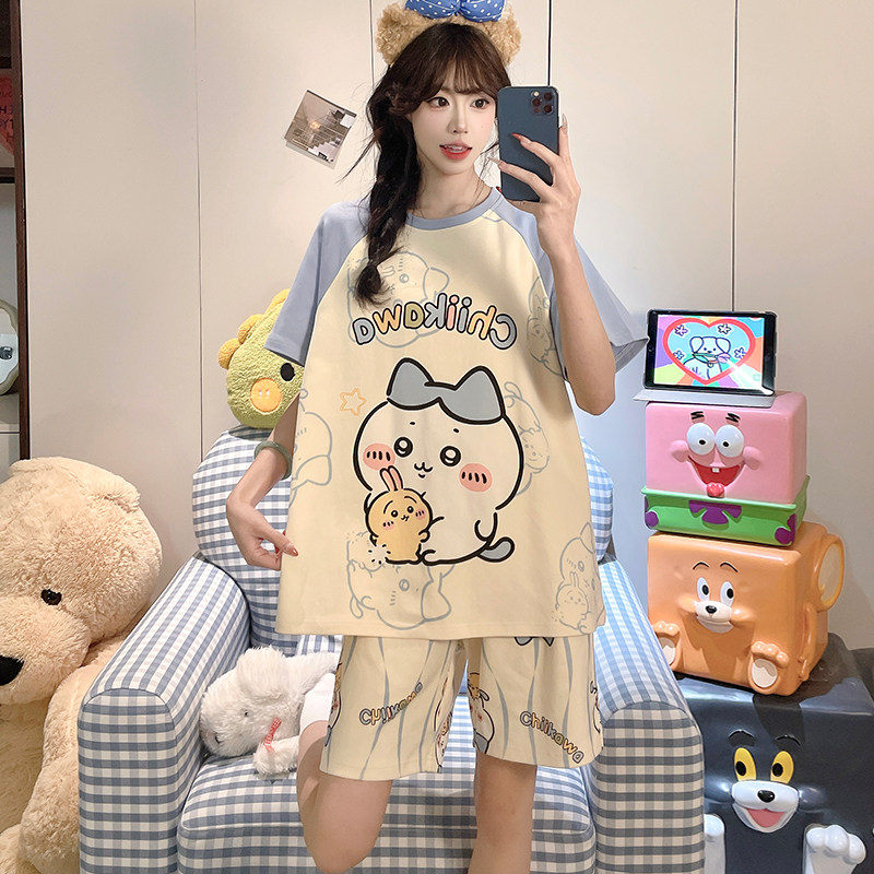 夏季睡衣女纯棉2026超火夏装一整套可爱小八初中生少女家居服套装