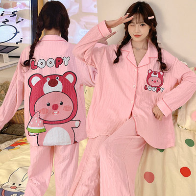 纯棉睡衣女loopy外穿家居服套装