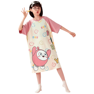 蛋仔派对睡裙夏季女童2024新款儿童睡衣女孩夏款亲子装母女家居服