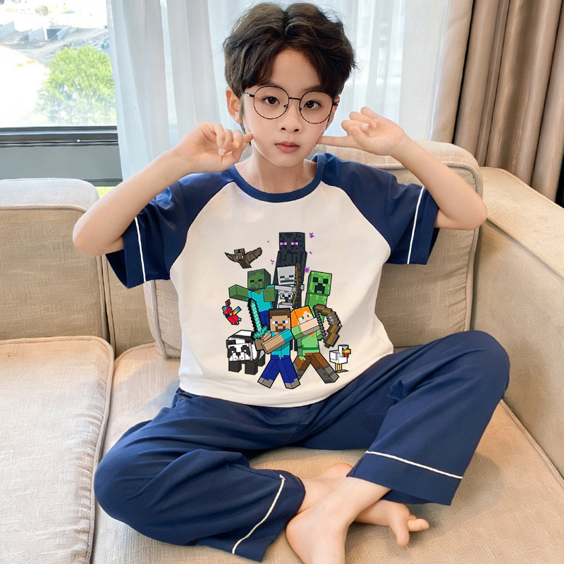 2026新款睡衣男童装我的世界青少年套装可外穿纯棉儿童家居服男孩