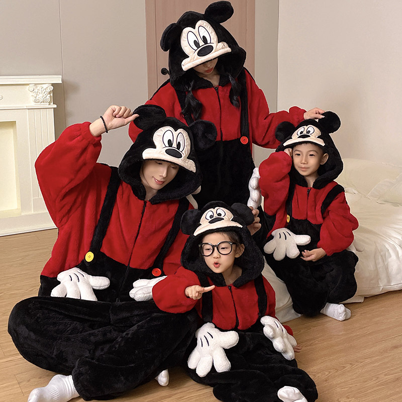 亲子连体睡衣冬季保暖珊瑚绒睡袋