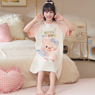 女童睡裙夏季纯棉2025新款家居服