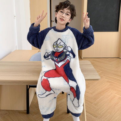 男童睡衣珊瑚绒家居服奥特曼睡袋