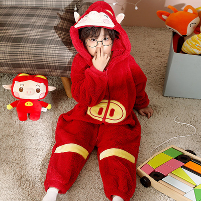 男童睡衣冬猪猪侠本命年马年衣服