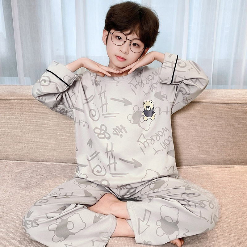 男童睡衣纯棉长袖春秋装中大童青少年宝宝保暖内衣儿童家居服套装,童装/婴儿装/亲子装,家居服套装,淘宝优惠券,粉丝福利购,淘宝优惠卷