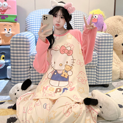 hellokitty睡衣女款纯棉长袖长裤