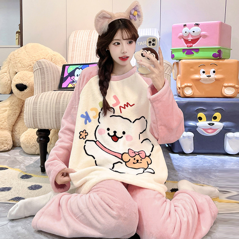 珊瑚绒睡衣女款2026新款秋冬季天