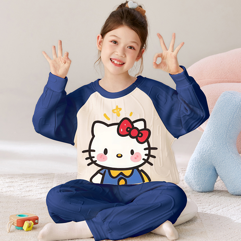 女童睡衣秋冬2025新款夹棉家居服