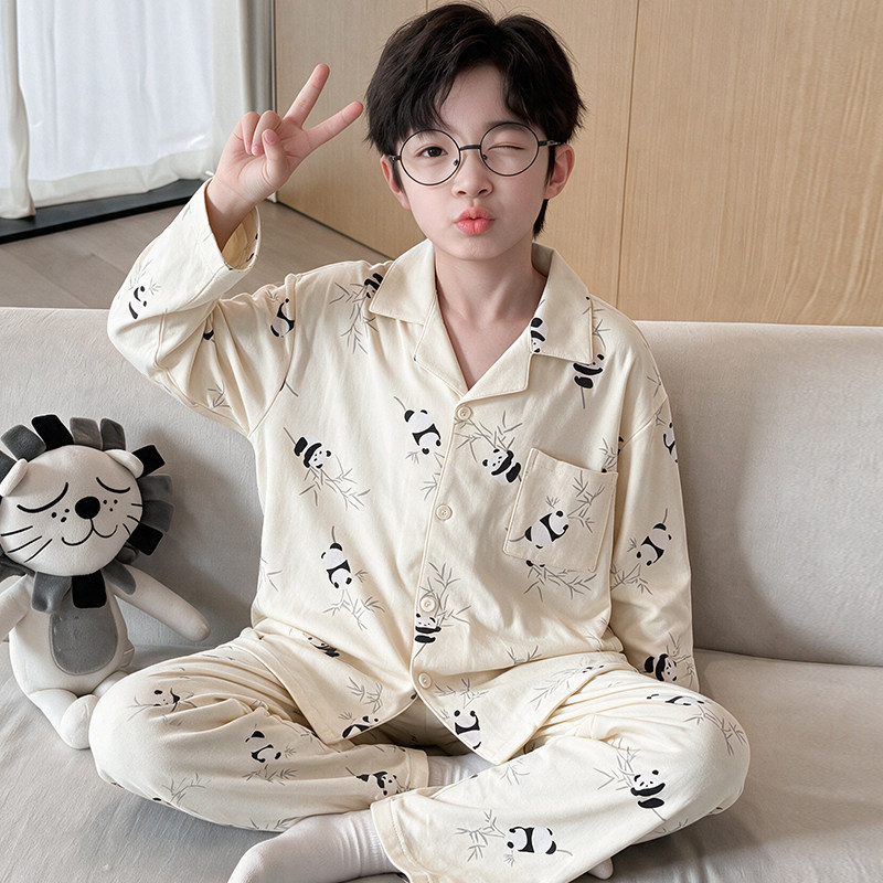儿童睡衣男大童衣服纯棉秋季套装