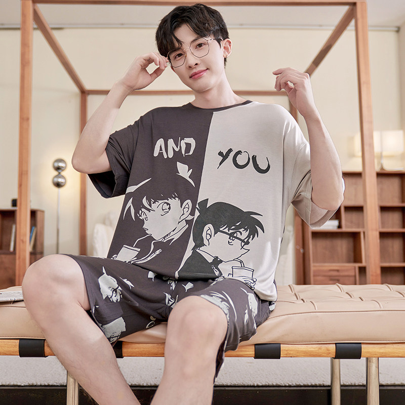 2024年新款睡衣男夏季莫代尔短袖薄款男士家居服外穿大码套装男款