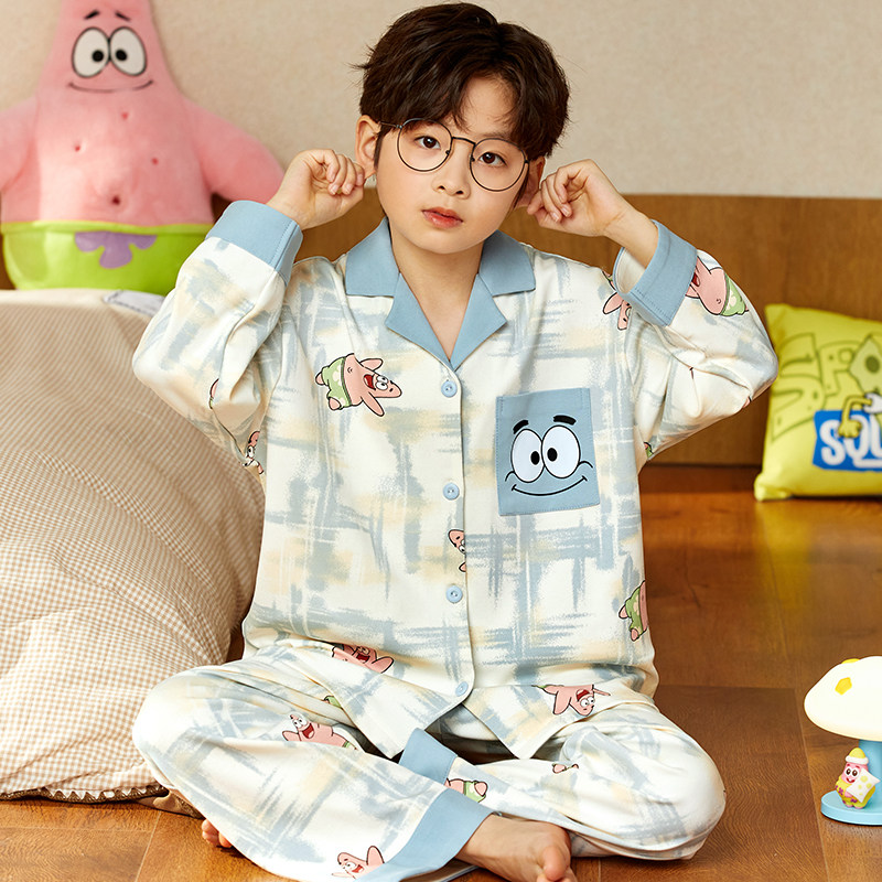 儿童睡衣男孩衣服派大星开衫2026青少年可外穿家居服男童秋冬套装