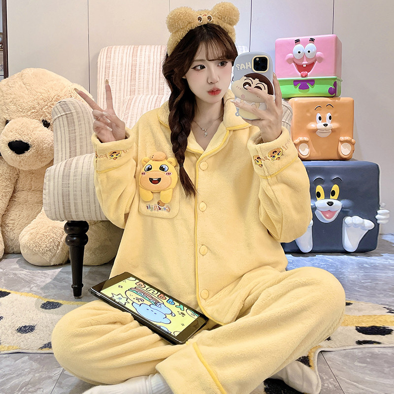 睡衣冬季初中生少女珊瑚绒家居服