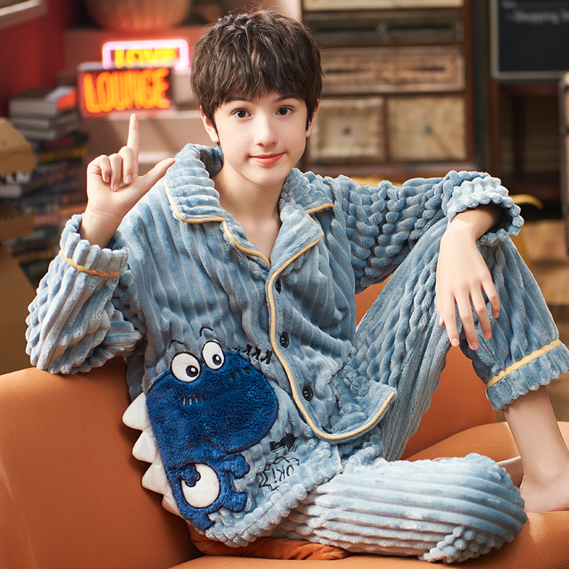 儿童珊瑚绒睡衣青少年