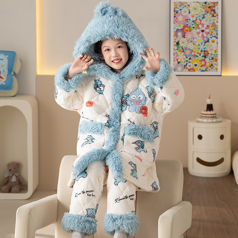儿童珊瑚绒睡袍冬加厚女孩2025年