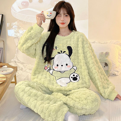 珊瑚绒睡衣女冬季帕恰狗可爱套装