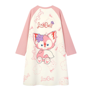 睡衣女童春款2024新款纯棉睡裙儿童家居服女大童亲子装长袖连衣裙