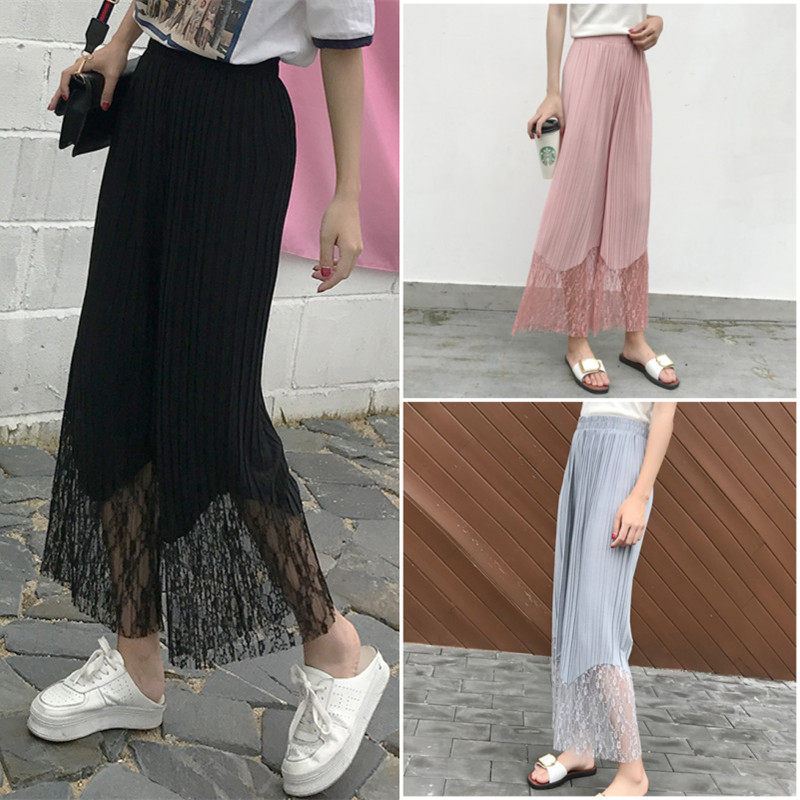 蕾絲闊腿褲女2019秋季新款高腰溫柔風寬松休閑直筒褲子垂感九分褲在類目 女裝/女士精品, 褲子, 休閒褲中 - 來自Buy2taobao.com提供專業的淘寶代購服務