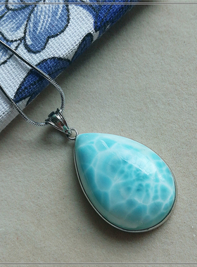 天然海纹石拉利玛吊坠镶嵌