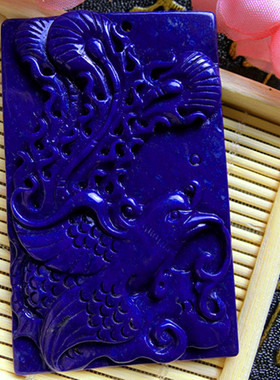 天然青金石精工雕刻吊坠