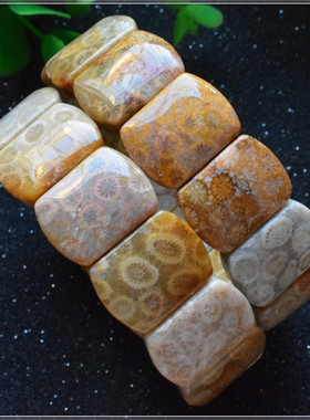 天然珊瑚玉菊花石手镯