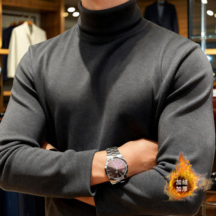 真澳绒加厚打底衫男高领发热澳灰色双面德绒保暖内搭长袖加绒T恤