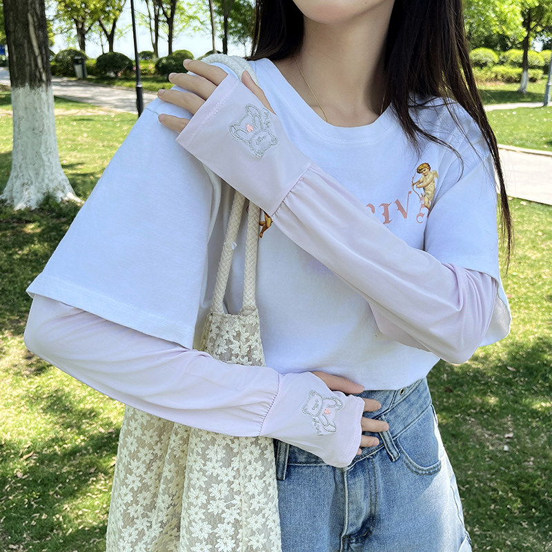 冰丝防晒袖套女夏季新款宽松防紫外线可爱卡通高颜值户外遮阳冰袖图片