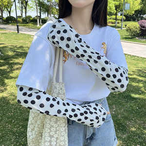 蝴蝶结冰袖女款夏季透气薄款防紫外线冰丝防晒袖套宽松户外骑行潮