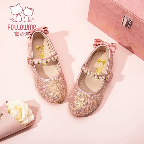Fuluo Mi Princess Shoes Кожаная обувь для девочек. Весенне-осенние новые одиночные туфли в стиле ретро на мягкой подошве. Туфли с кристаллами для выступлений учащихся начальной школы.