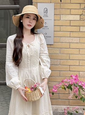 MOBAI自制【苏莉的春天】法式复古长袖大摆显瘦连衣裙仙女裙新款