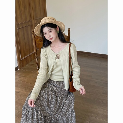 MOBAI宽松针织开衫吊带两件套女