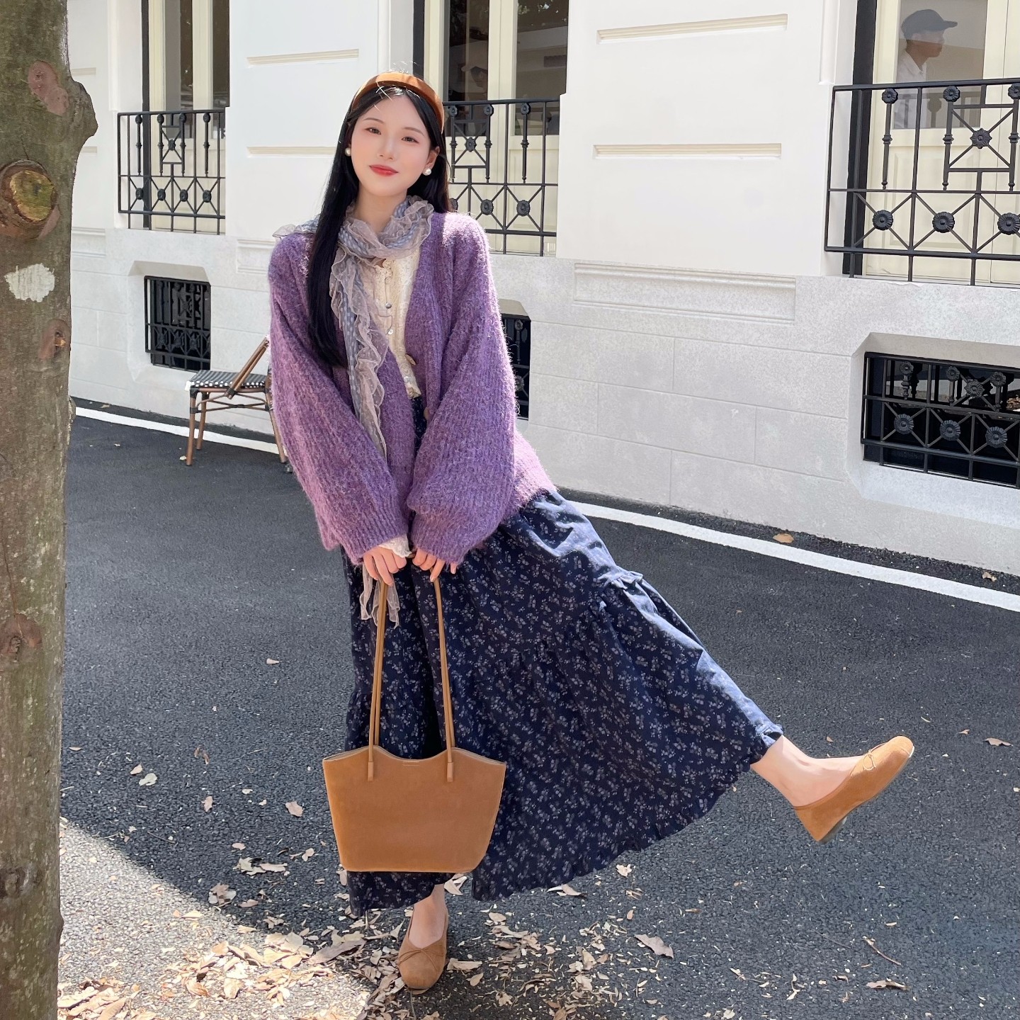 MOBAI默白复古碎花高腰半身裙