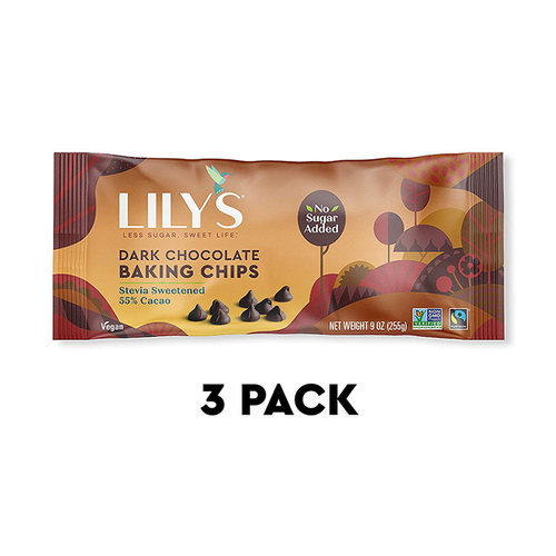 美国直邮 Lily`s Sweets 黑巧克力片甜菊糖 KETO纯素55%可可 3包