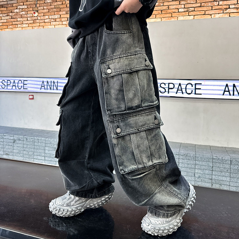 男童牛仔裤春秋款2025新款中大儿童秋装休闲裤男孩秋季工装裤子潮