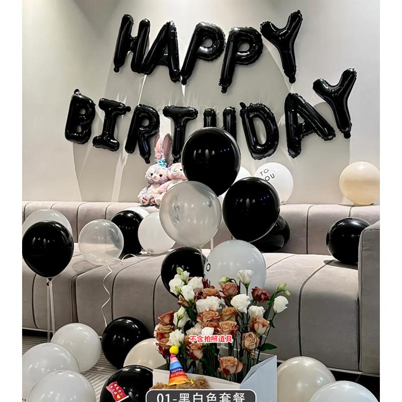 生日快乐派对男孩女孩场景布置用品背景墙气球18岁氛围感道具装饰