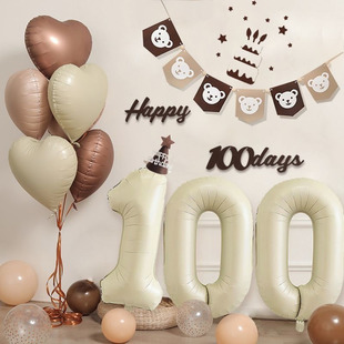 宝宝100天布置百天装饰场景布置生日气球仪式感道具男孩子背景墙