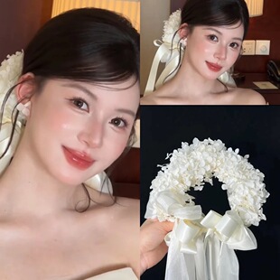 夏拉手作永生花花环新娘发带头饰结婚影楼跟妆写真发饰造型配饰