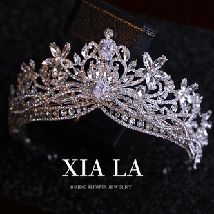 夏拉新款 公主皇冠新娘婚礼王冠创意拆分立体婚纱头饰 轻奢华丽欧式
