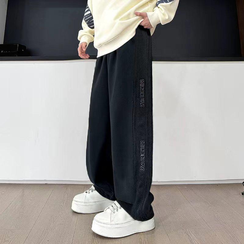男童裤子秋冬加绒直筒裤