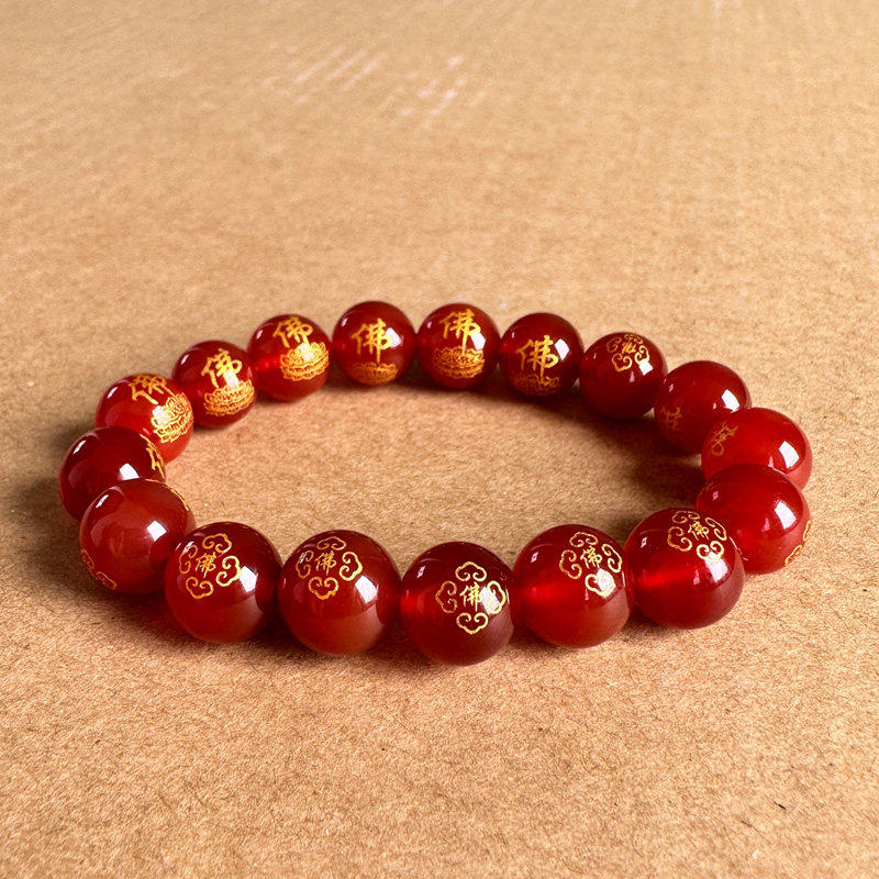 正宗红玛瑙佛字手链男女情侣本年红色吉祥莲花佛手持烫金圆珠手串,珠宝/钻石/翡翠,手饰,淘宝优惠券,粉丝福利购,淘宝优惠卷