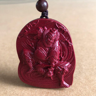 原矿紫金朱砂钟馗压小人吊坠拿剑天师霸气踩小怪挂件男女夜路随身